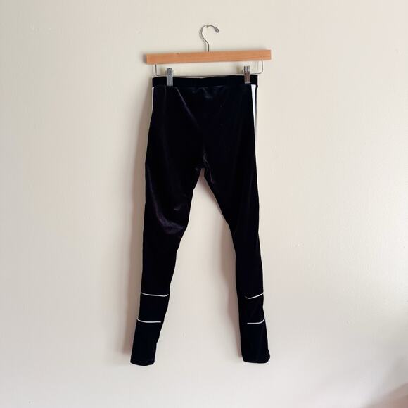 Adidas Black + White Velvet Velour Side Stripe Jogger Pants - Small - Picture 7 of 9